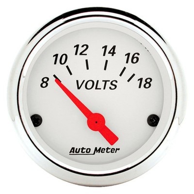 Auto Meter 1391 Arctic White Series 2-1/16'' Voltmeter Gauge, 8-18V