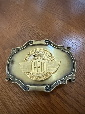 Harley-Davidson HD Winged Logo Brass Tone Belt Buckle made by Raintree   1979