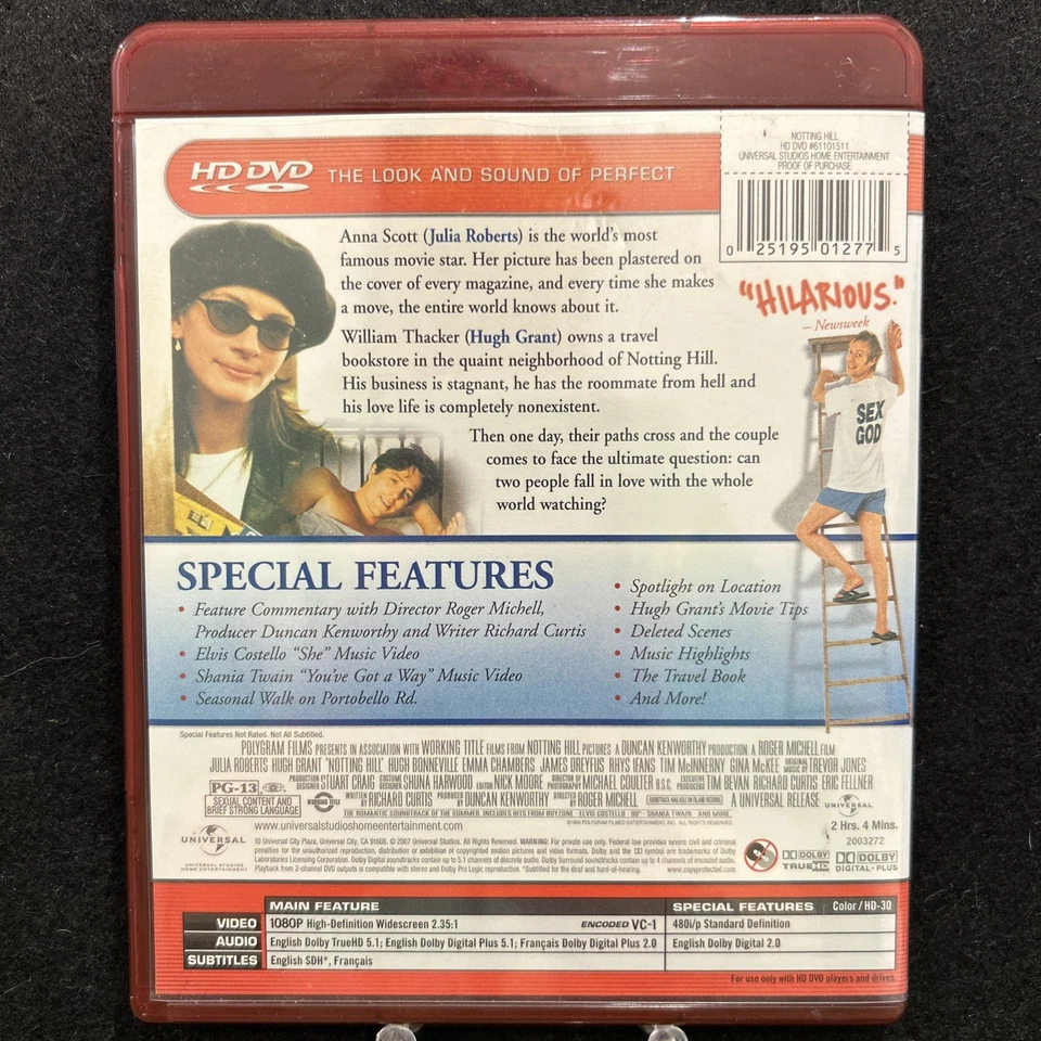 Notting Hill (DVD, 1999) HD DVD - FREE POSTAGE - VGC - 0487 - Image 2 of 2