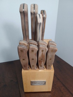 Cuisinart 14 Pc Wood Handle Stainless Steel Knife Set & Wood Block Full Tang