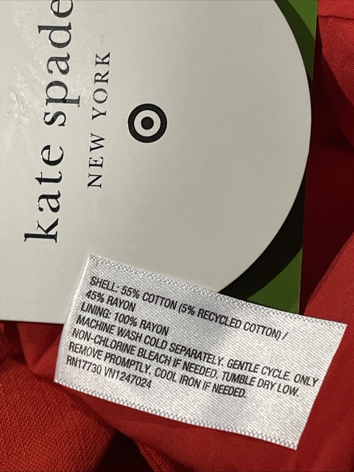 Mini Abito Cambio Smerlato Grande NUOVO Kate Spade New York Rosso