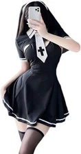 Sexy Nun Costume Women Cosplay Lingerie Gothic Maid Costume Dress Anime Outfit