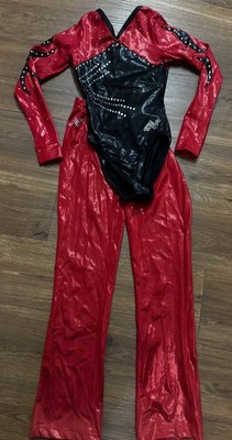 Alpha Factor Leotard Child M CME/CM Long Sleeve LS Red Black legging Pants Lk GK