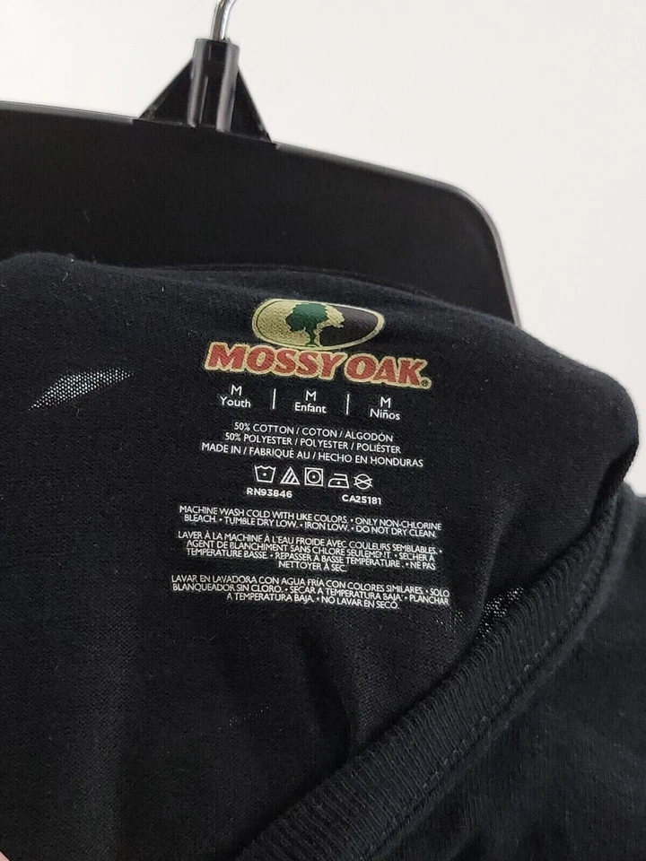 Mossy Oak Youth T Shirt Size Med Color Black With Logo Short Sleeve Casual NWT - Image 3 of 4