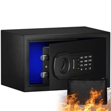 Fire Resistant Safe Box with Fireproof Waterproof Bag and Sensor Light,0.4 Cu  