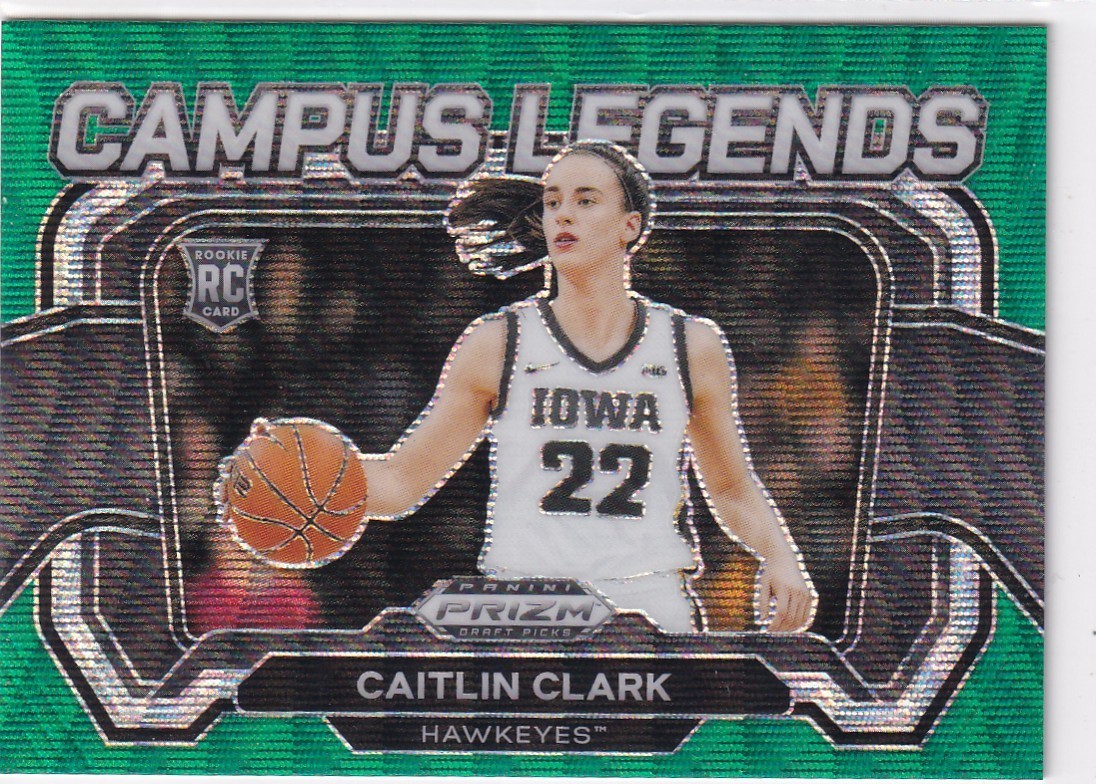 2024 Prizm Draft Picks Caitlin Clark RC Green Wave Prizm Campus Legends #5  Iowa