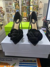 Antonio Melani Black Suede Flower Heels Size 085M New In Box Tried On Only