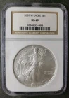 2007 W Burnished $1 American Silver Eagle Dollar NGC MS69