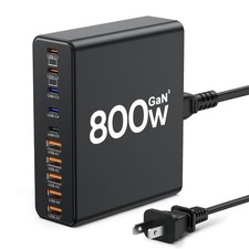 800W USB C Charger Block,10-Port Charging Station GaN Fast Charging Type C  ...