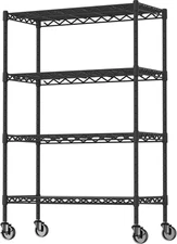 4-Shelf Adjustable Heavy Duty Storage Shelving Unit on 4 Wheel Casters, Metal Or