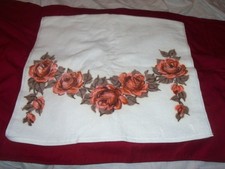 VINTAGE MARTEX TERRI-DOWN WEISS BAUMWOLLE HANDTUCH MIT ROSA ROSEN USA 16" x 30"