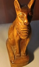 &Auml;gyptische Katzenfigur mit Hieroglyphen, braun, Dekoration, Motiv Katze