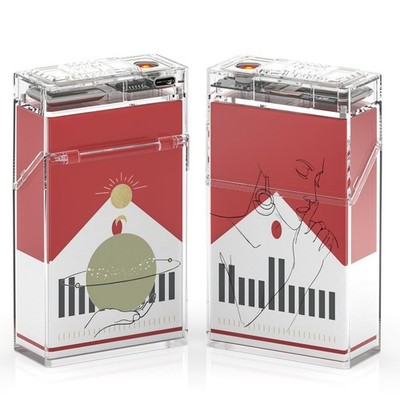 cigarett case red RED, Cigarette Case with Lighter, Cigarette Case King Size for Women Men