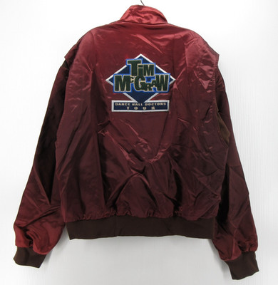 VINTAGE Tim McGraw Jacket Men XL Red Dancehall Doctors Tour Issued Satin Bomber