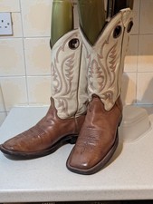 Mens USA Justin Cowboy boots UK 7.5 EE Western BENT RAIL BROWN CALF SQUARE shoes