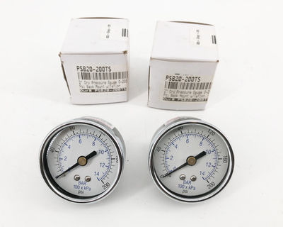 #ad #ad Lot of 2 New PSB20 200TS Dry Pressure Gauges 2quot; 0 200psi Back Mount w Teflon $29.95