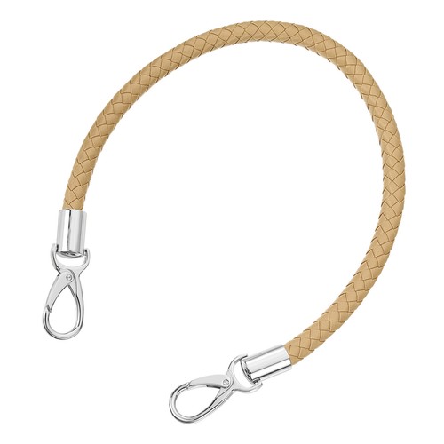 50cm Short Leather PU Braided Purse Replacement Handle - Apricot, Silver