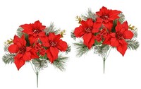Kunstblumen Weihnachtsstern 2Er Set 45Cm Tanne Adventsdeko Christstern Strauß