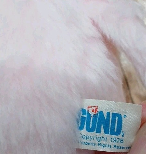 1976 Gund Musical Wind Up rosa Elefant Plüschtier Sammlerstück funktioniert Rarität selten - Bild 4 von 11