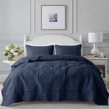 Quilt California King 118x106 inches Navy Blue 3 Pieces Bedding Set B2EVER Boho