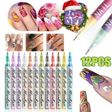 12 Colors Nail Art Pens Set, 2026 New DIY Nail Art Markers Drawing Painting Line