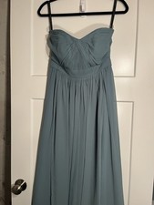Jenny Yoo Women’s Dress Size 4 Ocean Blue Sweetheart Pleated Formal Maxi Brides