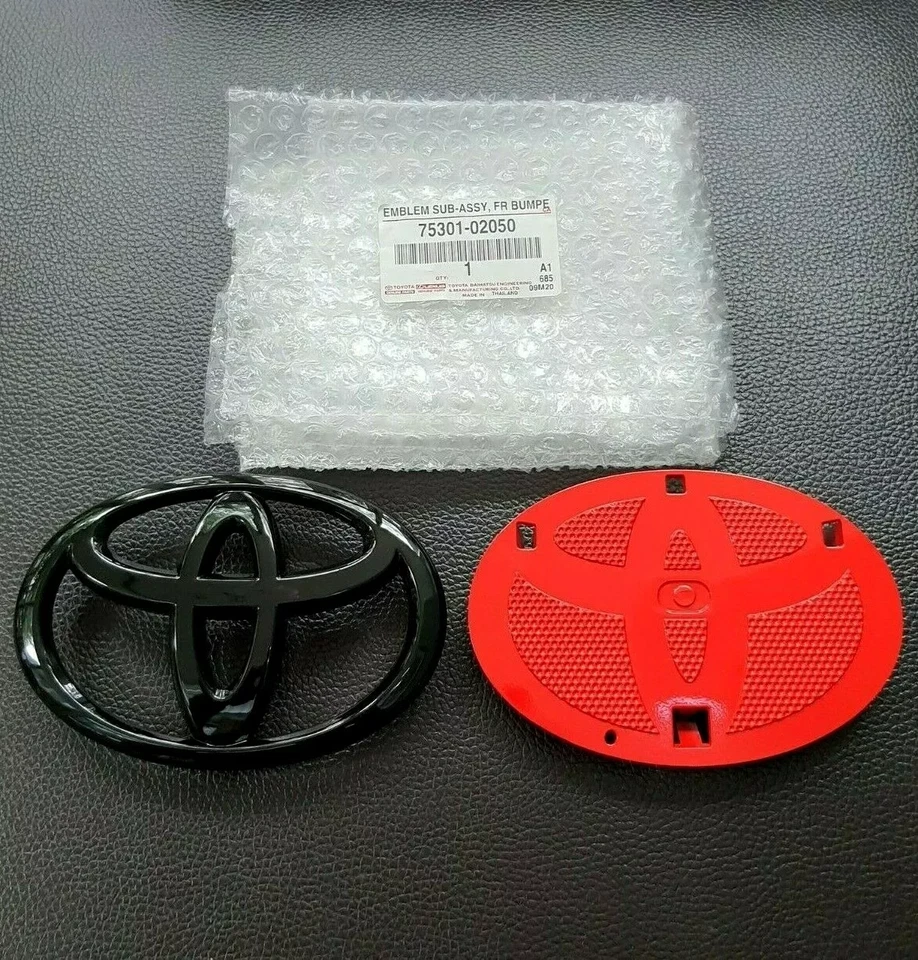 09-13 Toyota Corolla Red Black Front Grill Emblem 2009 2010 2011 2012 2013 - Image 2 of 4