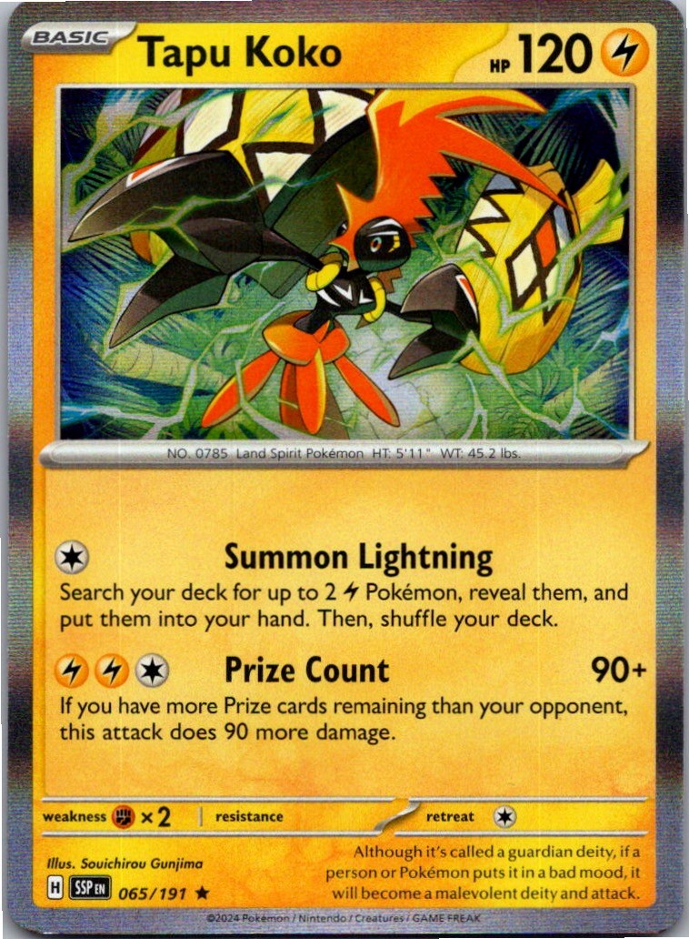 Tapu Koko 65/191 Surging Sparks Holo Rare Pokemon Near Mint