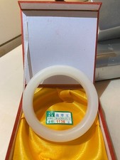 Natural White Jade Bangle 52-55mm Smooth Polished Gemstone Jewelry