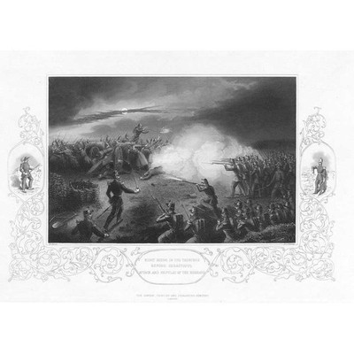 KRIMKRIEG Nachtangriff auf die Schützengräben vor Sebastopol - antiker Druck um 1858