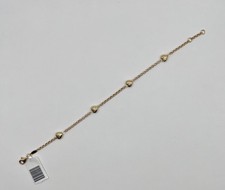 14k Yellow Gold Textured Heart Bracelet 7.5"