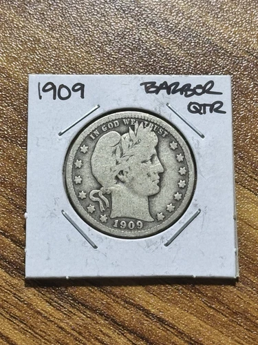 1909 P Barber Silver Quarter VG Very Good Condition U.S. 25c Coin (Raw13828) (O)