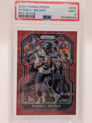 RUSSELL WILSON 2020 Prizm Red Wave #d /149 PSA 9