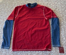 Lands' End Boys Long Sleeve Rash Guard Red Blue Size L 14-16 Nylon Spandex