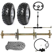 32" Rear Axle Kit 428 Sprocket 4 Stud Hub 8" Wheels Assembly For Trike Drift ATV