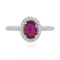 Cavill Rubin Ring 1,23Ct Oval 925 Sterlingsilber Platinbeschichtet Damen-