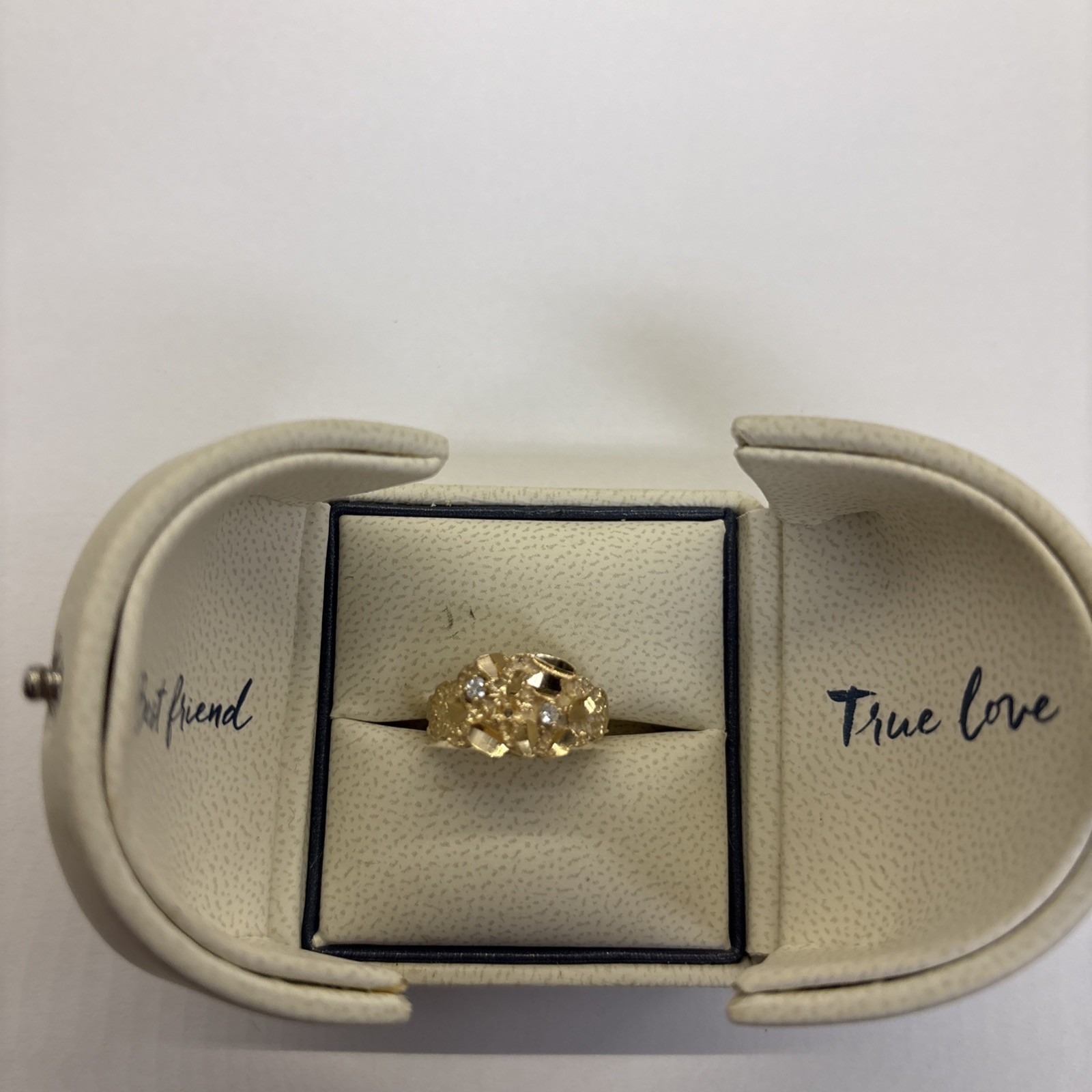 14k Solid Gold Diamond Nugget Ring - image 1