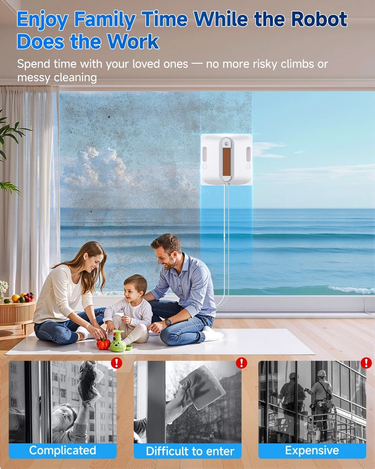 Smart Fensterputzroboter Fernbedienung mit Dual-Wasserspray Anti-Fall 6500Pa NEU - Bild 2 von 4