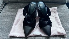 M&S Collection Slip On Black Suede Satin Look Closed Toe Sandals Size UK 5
