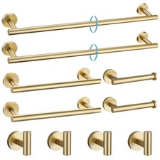 Brushed Gold 10 Pieces Bathroom Hardware Set, SUS304 Stainless Steel 24 Inch Bat