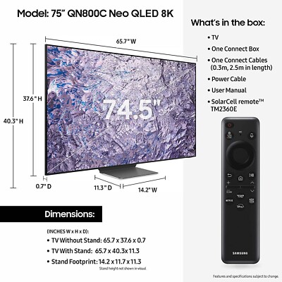75  SAMSUNG QN800C Neo QLED 8K TV QN75QN800C LOCAL PICKUP 95376 QN75QN800CFXZA