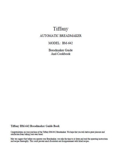tiffany bread maker recipes