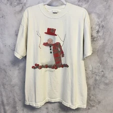 Vintage Anne Geddes T Shirt Mens Large White Christmas Snowman USA