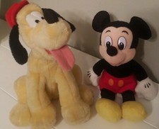 Lot of 2 Disney Mickey Mouse and pluto dolls plush Stuffed animal 9"