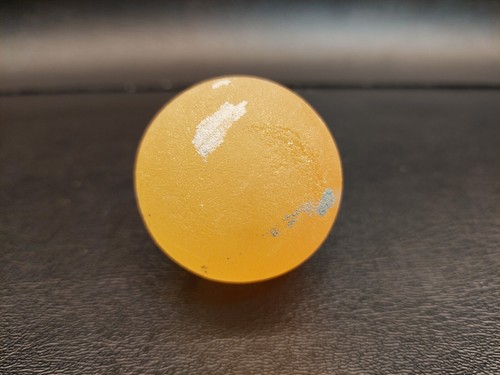 Vintage Rubber Bouncy Ball Yellow w/ White Swirls Clouds - Picture 3 of 3