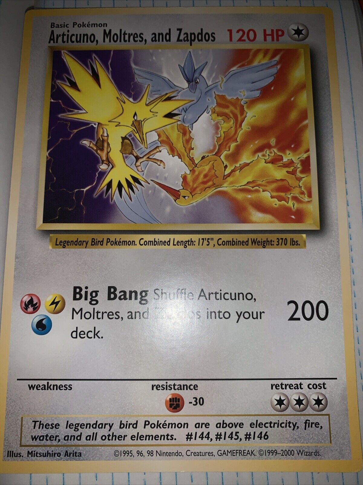 Giant Legendary Birds Pokemon Card Moltres,zapdos And Articuno