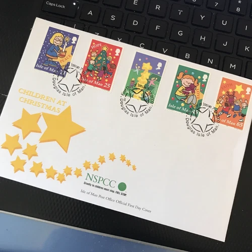 Isle of Man Stamps FDC First Day Cover - Christmas 2000 NSPCC  WCP