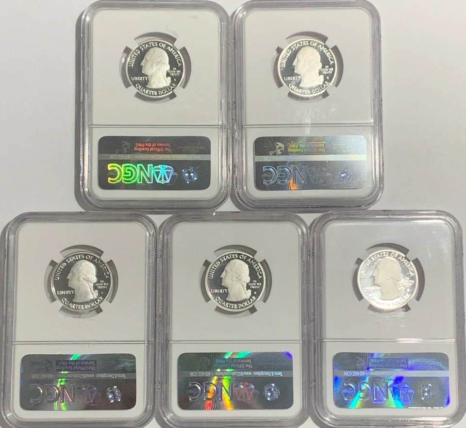 2016 S NGC PF70 Ultra Cameo Limited Edition Silver Quarter 5 Coin Set Trolley Lb - Image 2 of 3