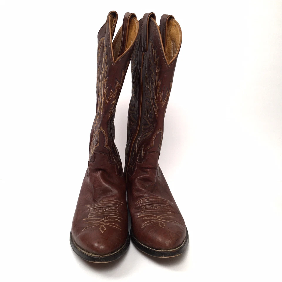 Justin Hombres Botas de Vaquero Buck Castaño Cuero Marrón Western Clásico Talla 8 Foto 2 de 4