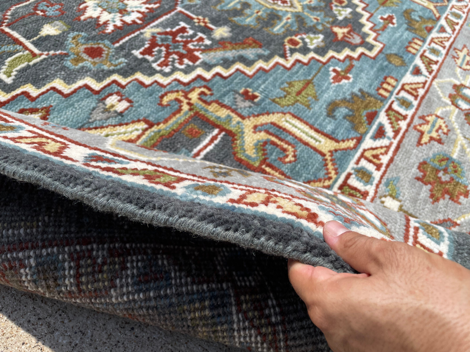 8x10 ORIENTAL RUG HANDMADE WOOL HANDKNOTTED heriz blue gray